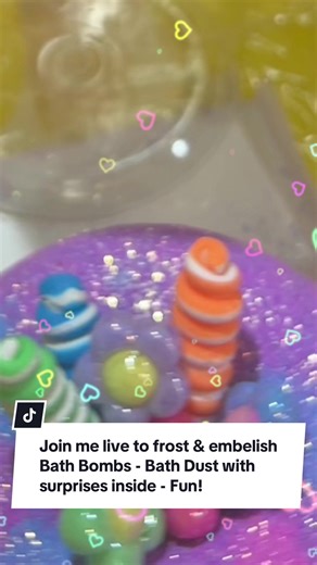 Join me live to frost & embelish Bath Bombs - Bath Dust with surprises inside - Fun! #bathbombs #bathbombsurprise #bathbombsoftiktok #bathbombaesthetic #bathdust
