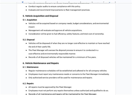 Vehicle Fleet Policy Template, Fleet Management Policy, Company Vehicle Policy, Fleet Usage Guidelines, Vehicle Maintenance Policy Template - Etsy