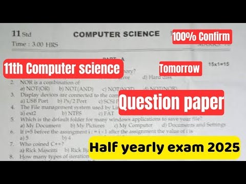 11th Computer science question paper half yearly-2025