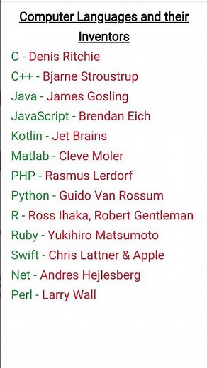 computer language and their inventors #computerlanguages #computerawareness #computergk #computer