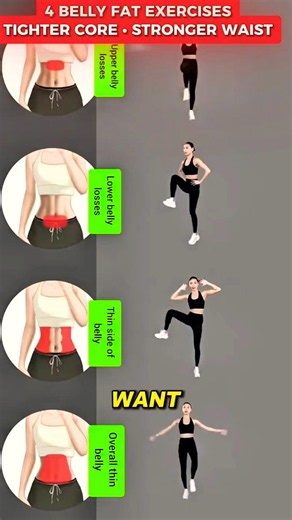 How to Lose Belly Fat at Home: 4 Best Core & Waist Exercises for Women | No Equipment #Shorts