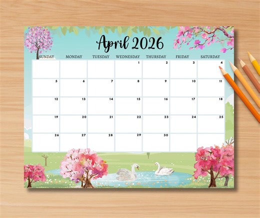 DITABLE April 2026 Calendar, Printable Fillable Monthly Planner April Calendar Editable Monthly Schedule Printable Calendar Work School - Etsy