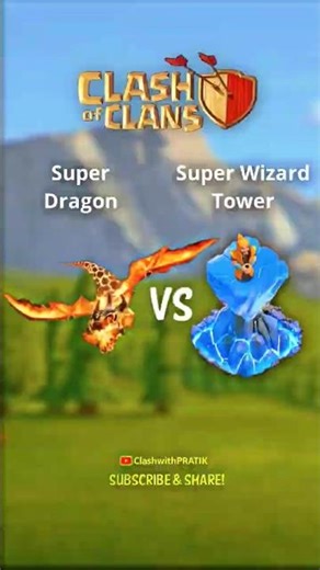 Super Dragon Vs Super Wizard Tower Ultimate Showdown! #clashofclans #shortsfeed #youtubeshorts #coc