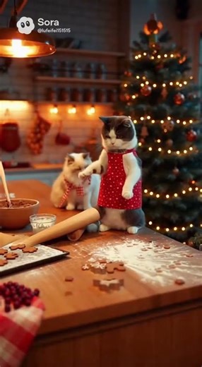 Cats Bake Christmas Cookies! Cute & Funny Holiday Kitchen Moments