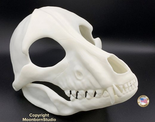 Canine Skull Realistic Skulldog Bone Mask - Movable Moving Hinge Jaw- 3D Printed Wolf Dog Fursuit Base Costume Cosplay Tribal Shaman - Etsy