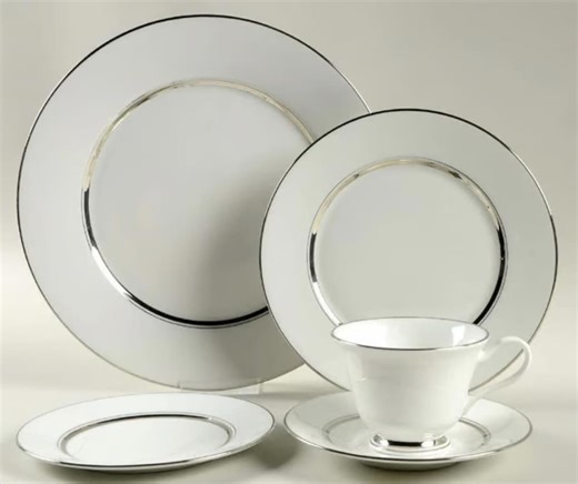 NEW Oxford Lenox 1950s Lexington Bone China White Platinum Place Setting, 5 Pcs - Etsy Canada
