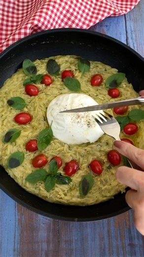 Pesto Risotto with Burrata