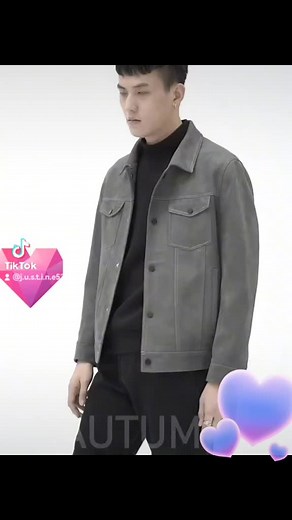 Stylish Grey Jacket Showcase with Heart Graphics