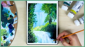 How to Paint a Waterfall with Acrylic Paint for Beginners - Makoccino