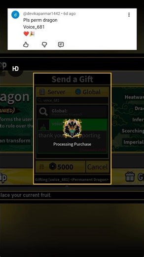 GIFTING🎁PERMANENT FRUIT TO MY Subscriber#shorts #bloxfruits #roblox #giveaway #viral #fyp #trending