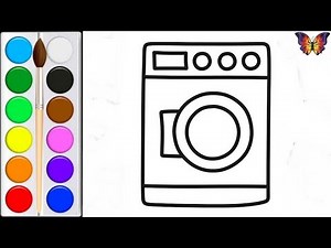 How to draw a WASHING MACHINE / cartoon coloring WASHING MACHINE for children / Coloring Kids