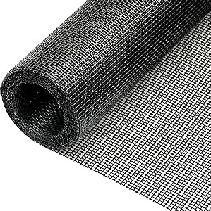 Window Screen Replacement - DIY Custom Adjustable Fiberglass Screen Mesh - Durable Screen Roll for Windows Doors and Patio Screen(48" x 106", Charcoal/Black)
