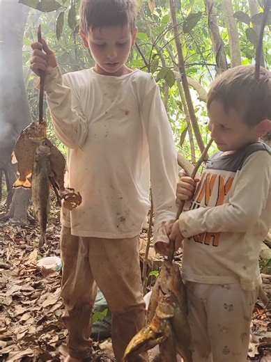 Kids fishing Piranhas #homesteading #fishing #Piranhas