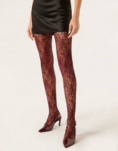 Calzedonia Floral lace tights in burgundy lace | ASOS