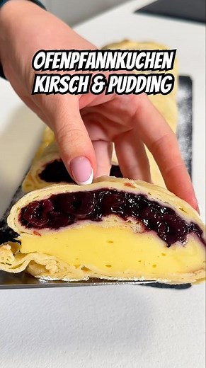 Ofen Pfannkuchen mit einer Kirsch-Pudding Füllung 😍🍒#shorts #rezept