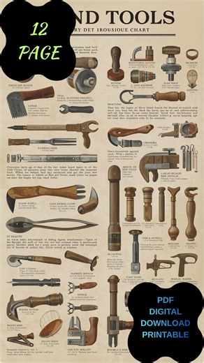 Vintage Hand Tools Chart Set, 12 Vertical Printable Posters, Workshop Educational Wall Art Collection - Etsy