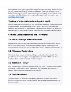 Dentistry: A Comprehensive Guide to Dental Health - SlideServe