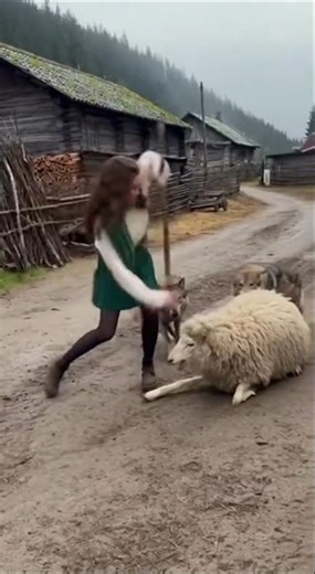 Woman Saves sheep from Wolves 💪🐺 | Village Hero Moment