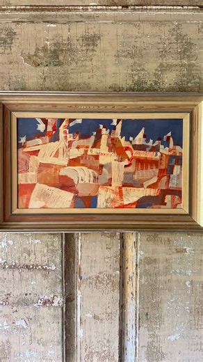 Natalie Williams on Instagram: "Blue Sky. A great abstract cityscape and some blue sky that we could all do with! #abstractart #vintageart"