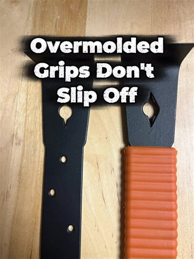 Overmolding your grips is more expensive but a higher quality solution. They don't slip off, and they offer great protection against impact shock. Check out this patented 9.5