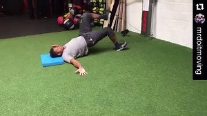 Bennie Fowler and Johnson Bademosi performing an exercise designed to create ‘hip separation’ and posterior chain activation. Awesome movement prior to any sprinting, RDL, or split squatting movements. via Mike ICoach Guevara #FactoryMade | The Factory Training | Facebook