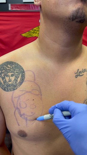 Memorial Daughter Portrait Chest Tattoo