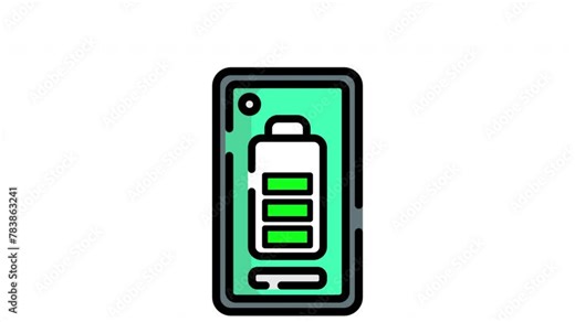 animation of full battery indicator icon with Loop and Alpha channel ready to use for motion graphic