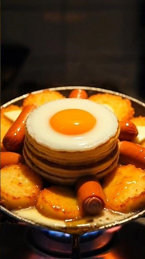 🔥 Mini Pancake Stack with Egg & Sausage | Satisfying Cooking Short 🤤 #shorts