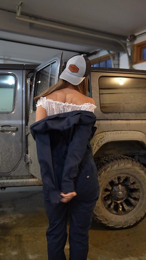 From flannel to coveralls 😉 . . #construction #tools #tool #oldhouse #jeep #jeeplife #lingeriemodel #flannel #plaid #outdoors #mountains