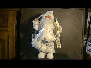 French white Santa Claus motionette with a list (Douce Nuit)