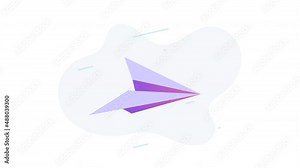 paper plane fly animation.4K seamless loop video animation footage