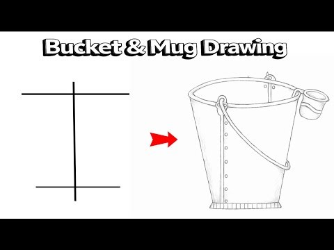 Bucket mug drawing easy step by step | how to draw bucket and mug | bucket mug pencil drawing
