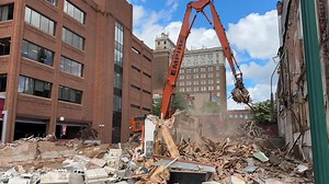 WATCH: Demolition wraps up at 431 and 433 Penn Street in downtown Reading. The buildings have now been fully taken down, leaving behind a pile of debris within the work zone—some spilling into the sidewalk area. The City ordered the emergency demolition due to serious structural concerns, prioritizing public safety. | Berks Weekly