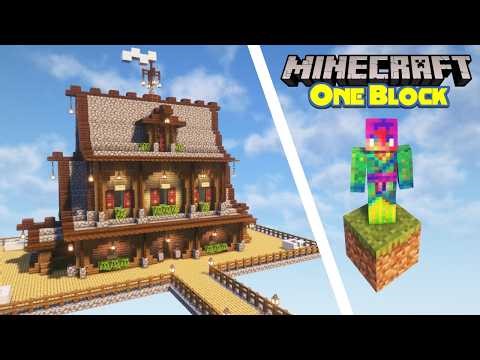 Building an ENCHANTING HOUSE in ONE BLOCK Minecraft!