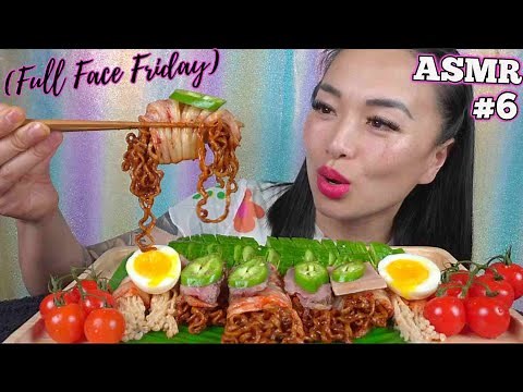 ASMR KIMCHI WRAP SPICY BLACKBEAN NOODLES #6 | Full Face Friday (EATING SOUNDS) NO TALKING | SAS-ASMR