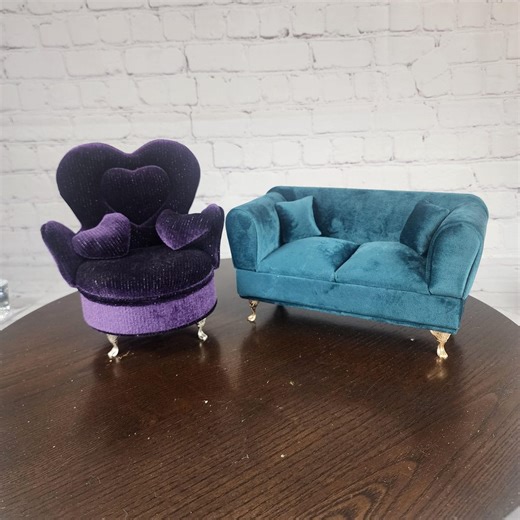 Velvet Jewelry Box Sofa and Heart Chair Trinket Box Vintage Miniature Furniture - Etsy