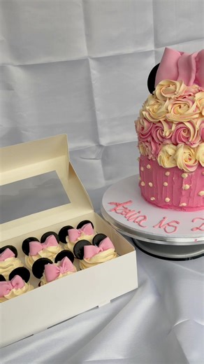 Minnie Mouse Theme Cake and Cupcakes for Celebrations