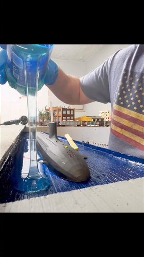🔥Epoxy pour over submarine scene#modelrailroad#hobby