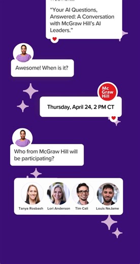 Everyone is talking about AI’s potential in education, but what questions still need answers? Join McGraw Hill’s AI leaders for our upcoming AI in Education webinar on April 24th to find out. | McGraw Hill Higher Ed | Facebook