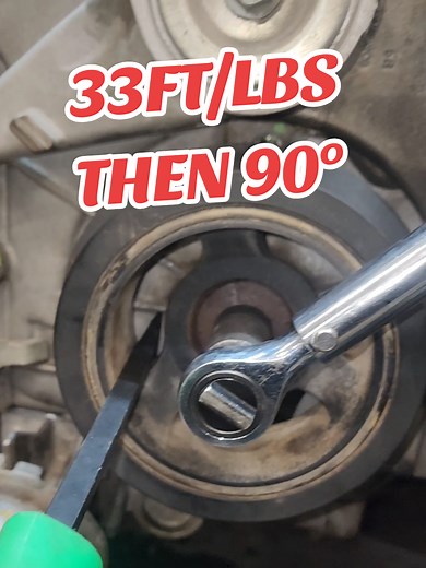 How to Torque a Crank Pulley: 33 ft-lbs then 90 Degrees