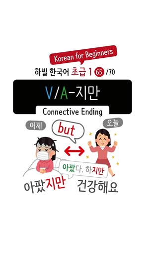 #65 Connective Ending -지만 🇰🇷 | V/A-지만 | Beginner 1 #Shorts #LearnKorean #대조 #반대