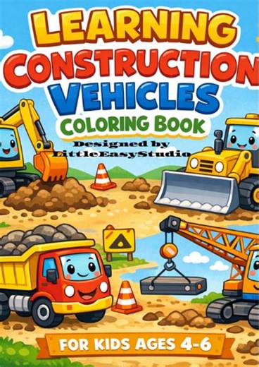 Learning Construction Vehicles Coloring Book for Kids 4–6 | Educational Truck Coloring Pages - Etsy