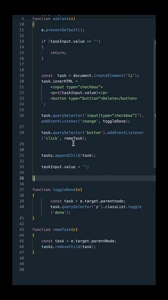 🔥 EASY TO DO LIST | PART 2: JS #coding #webdevelopers #learnontiktok #htmlcss #javascript #codinglife #developers #frontenddeveloper #vscode #tuto