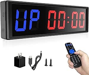 Gym Timer - 11" Large Stopwatch Count Down/Up, Workout Interval Clock with Buzzer, LED Interval Training Timer for Home, Garage, Outdoors