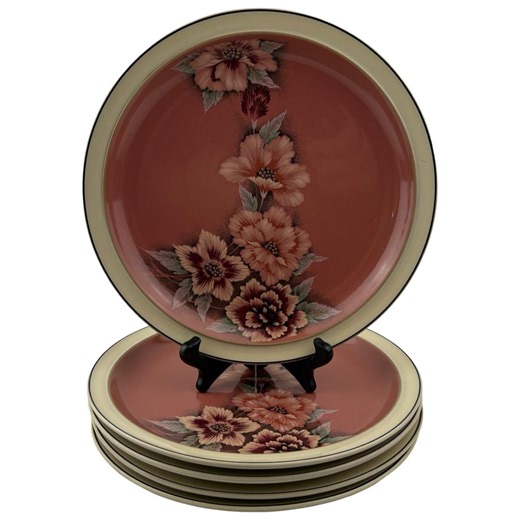 Denby Langley Damask Dinner Plates Set of 5 Vintage 10 1/4" Pink Dusty Rose Floral Made in England - Etsy