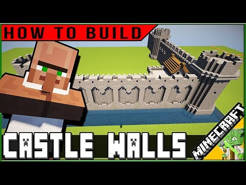 Minecraft Easy Castle Walls, HOW TO BUILD! (plus rude villager)