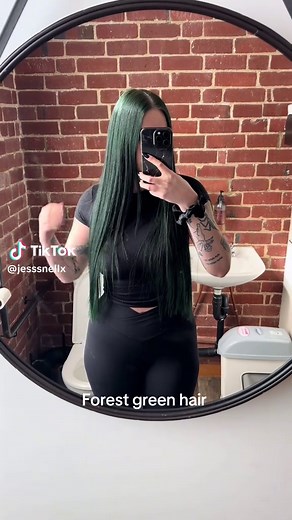 Forest Green Hair Transformation with Lunar Tides