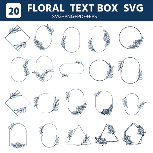 20 Floral Text Box SVG Bundle – Rose Leaf Frames (svg, Png, Pdf) - Etsy Australia