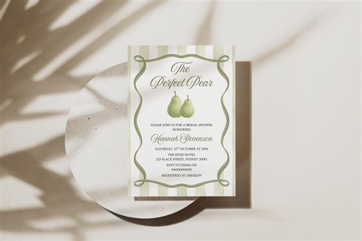 Perfect Pear Bridal Shower Invitation: Pear Couple (editable Template) - Etsy