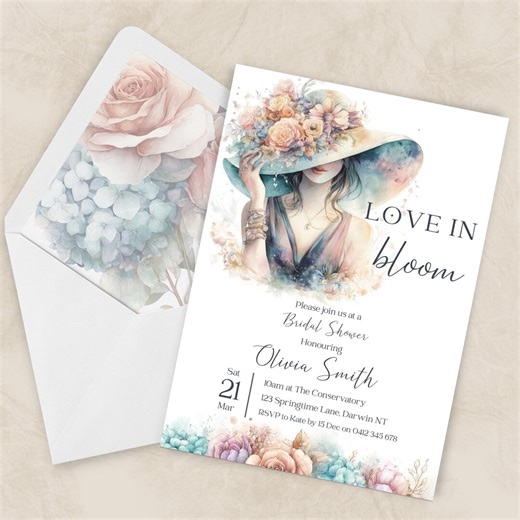 Pastel Love in Bloom Bridal Shower Invitation Template, Floral Themed Invite, Editable Printable Download, Spring Bride - Etsy